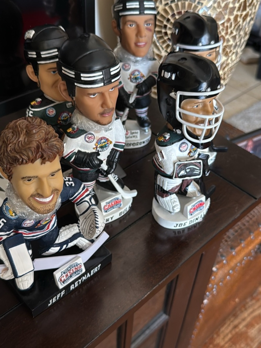 Black and White Ice Hockey Player Bobblehead Figurine